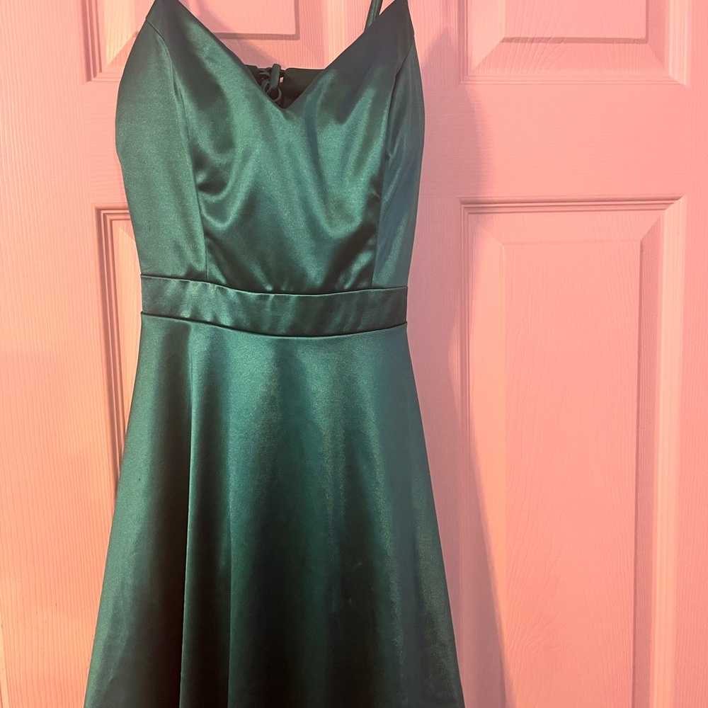 Macy's Green Satin Mini Dress
